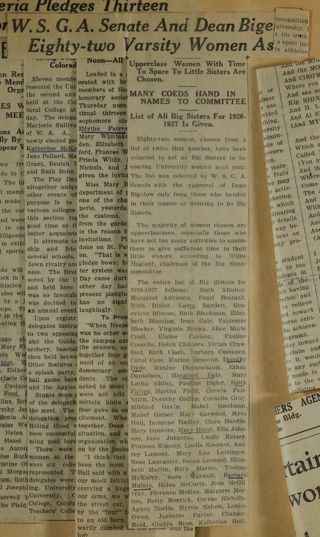 W.S.G.A. Senate and Dean Bige...Eighty-Two Varsity Women As...Newspaper Clipping, c. 1924-1932
