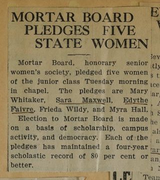 Mortar Board Pledges Five State Women Newspaper Clipping, c. 1924-1932