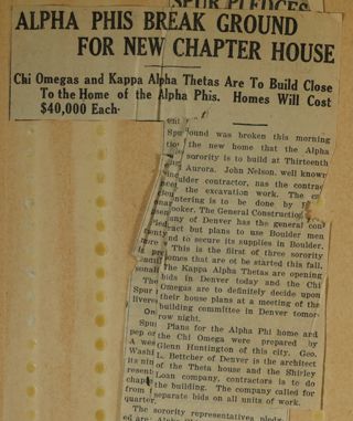 Alpha Phis Break Ground for New Chapter House Newspaper Clipping, c. 1924-1932
