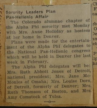 Sorority Leaders Plan Pan-Hellenic Affair Newspaper Clipping, c. 1924-1932