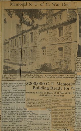 Memorial to U. of C. War Dead Newspaper Clipping, c. 1924-1932