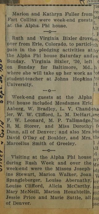 Marion and Kathryn Fuller...Newspaper Clipping, c. 1924-1932