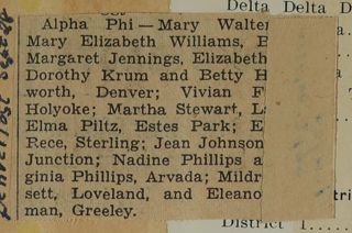 Alpha Phi - Mary Walter..Newspaper Clipping, c. 1924-1932