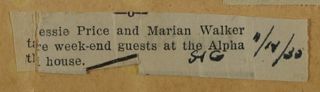 Jessie Price and Marian Walker Are...Newspaper Clipping, November 14, 1930