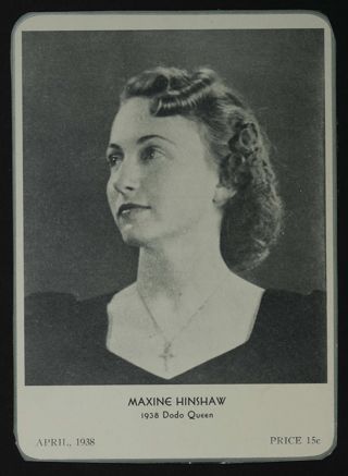Maxine Hinshaw 1938 Dodo Queen Newspaper Clipping, April 1938