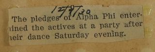 The Pledges of Alpha Phi Entertained the Actives...Newspaper Clipping, December 9, 1930