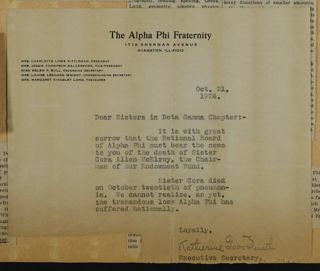 Katherine Smith to Sisters in Beta Gamma Chapter Letter, October 21, 1924