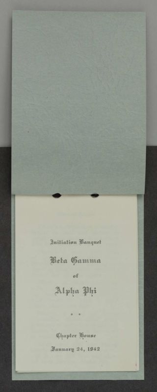Beta Gamma of Alpha Phi Initiation Banquet Program, January 24, 1942