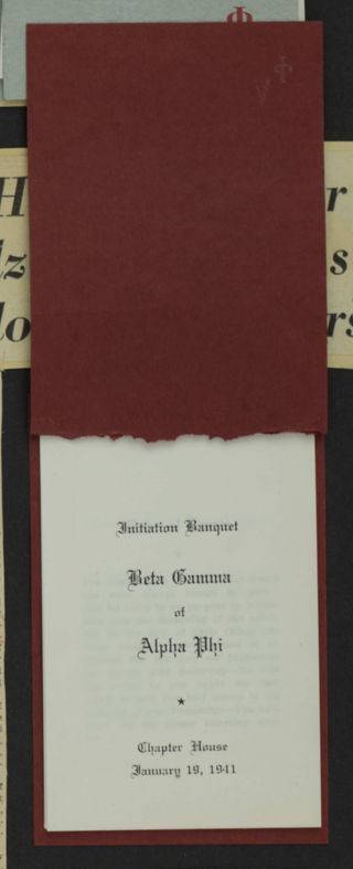 Beta Gamma of Alpha Phi Initiation Banquet Program, January 19, 1941