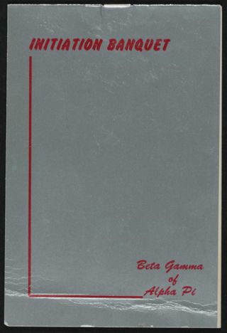 Beta Gamma of Alpha Phi Initiation Banquet Program, October 14, 1956