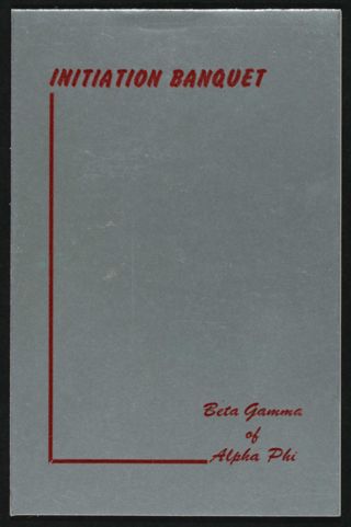 Beta Gamma of Alpha Phi Initiation Banquet Program, October 8, 1955
