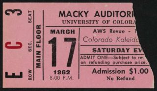 AWS Revue - Colorado Kaleidoscope Ticket, March 17, 1962
