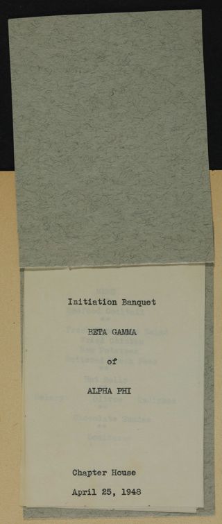 Beta Gamma of Alpha Phi Spring Initiation Banquet Program, April 25, 1948