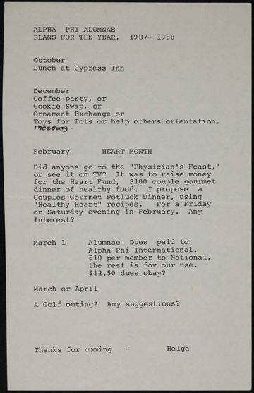 Helga Visscher to Unknown Letter, 1987-1988