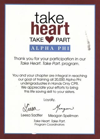Leesa Sadtler and Megan Spellman to Beta Mu Chapter Letter
