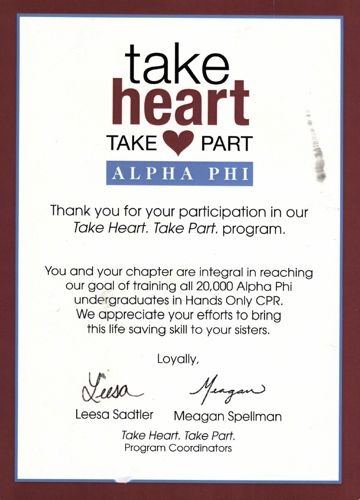 Leesa Sadtler and Megan Spellman to Beta Mu Chapter Letter