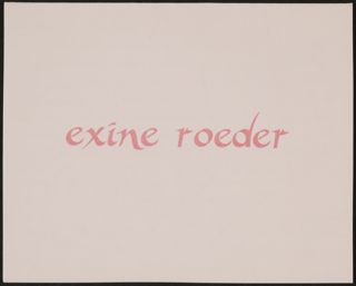 Exine Roeder to Helga Visscher Card