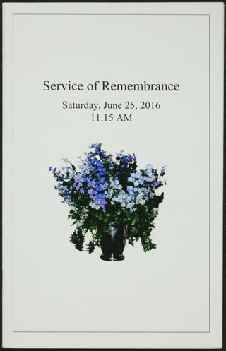 Service of Remembrance Program, June 26, 2016