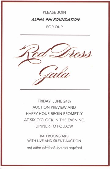 Alpha Phi Foundation Red Dress Gala Invitation
