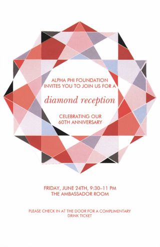 Alpha Phi Foundation Diamond Reception Invitation, June 24, 2016