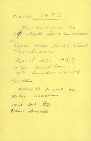 Alabama State Day Notes, March 1983