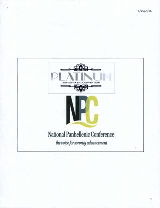 National Panhellenic Conference Information Sheet, June 25, 2016