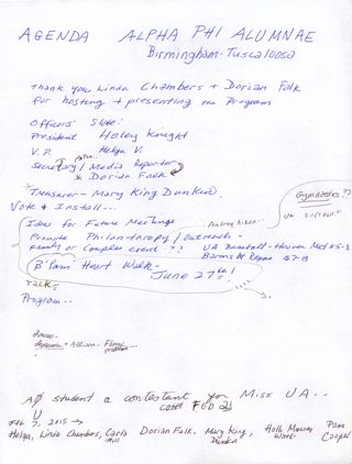 Alpha Phi Alumnae Birmingham-Tuscaloosa Agenda