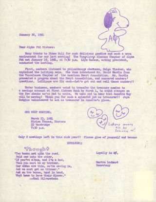 Tuscaloosa Alumnae Chapter Newsletter, January 26, 1980