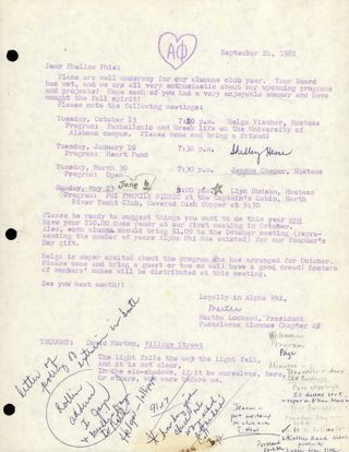 Tuscaloosa Alumnae Chapter Newsletter, September 24, 1981