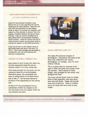 Alpha Phi Ivy Leaflet Newsletter, May 2014