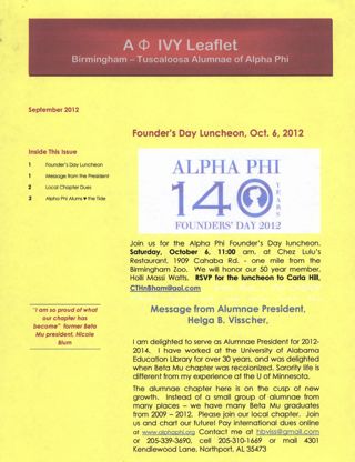 Alpha Phi Ivy Leaflet, September 2012