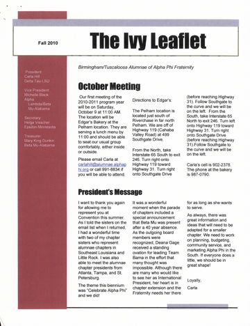 The Ivy Leaflet, Fall 2010