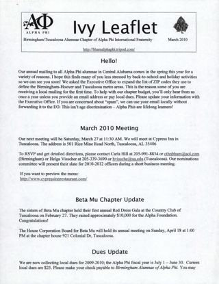 The Ivy Leaflet, March 2010