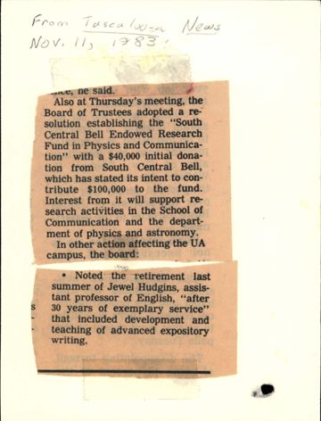 Noted the Retirement Newspaper Clipping, November 11, 1983