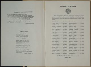 University of Alabama One Hundred Twenty-Sixth Annual Commencement Program, June 2, 1957
