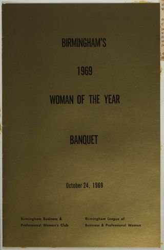 Birmingham's 1969 Woman of the Year Banquet Program, November 24, 1969