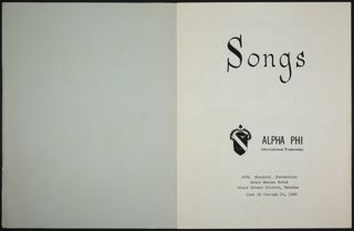 Alpha Phi International Fraternity Songs, June 19-24, 1968