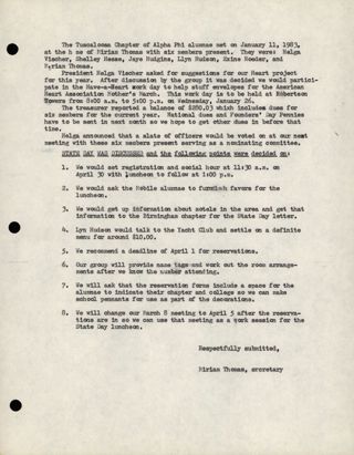 Tuscaloosa Alumnae Chapter Meeting Minutes, January 11, 1983