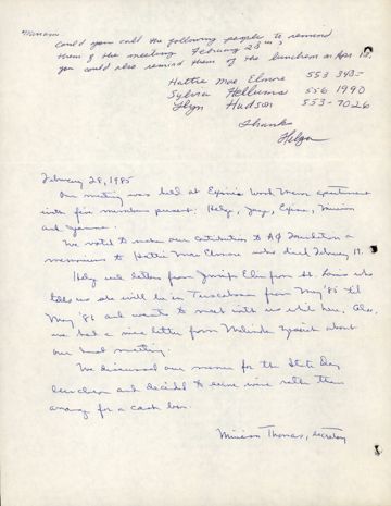 Tuscaloosa Alumnae Chapter Meeting Minutes, February 28, 1985