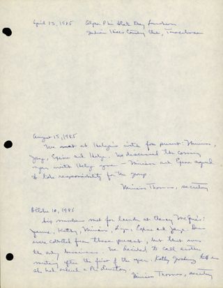 Tuscaloosa Alumnae Chapter Meeting Minutes, April 13, 1985-October 10, 1985