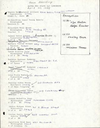 Those Attending Alpha Phi State Day Luncheon, April 30, 1983