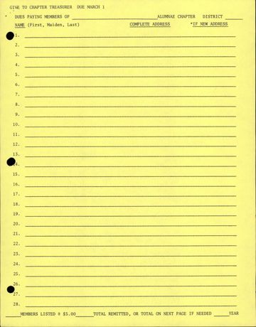 Dues Paying Members of Alumnae Chapters Form