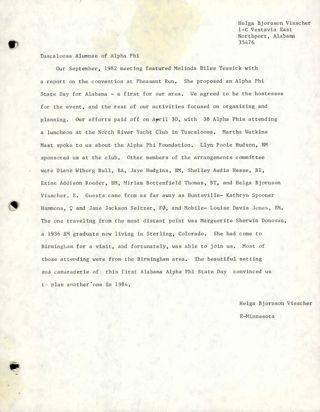 Tuscaloosa Alumnae of Alpha Phi, September 1982