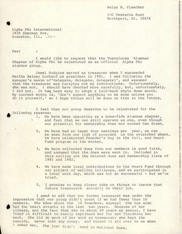 Helga Visscher to Unknown Letter, c. 1983