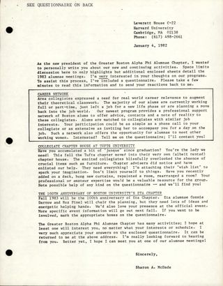 Sharon McDade to Unknown Letter, January 4, 1982