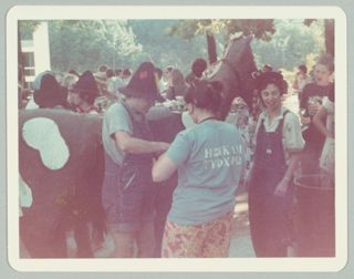 Three Alpha Phis With a Papier Mache Cow Photograph, 1974