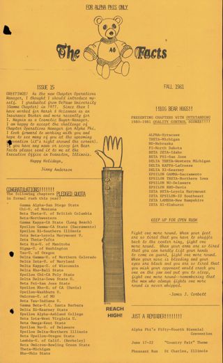 The Facts Newsletter, Issue 15, Fall 1981