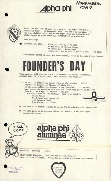 Alpha Phi Newsletter, November 1984