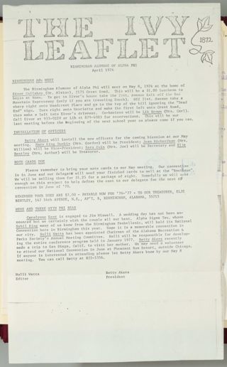 The Ivy Leaflet, April 1976