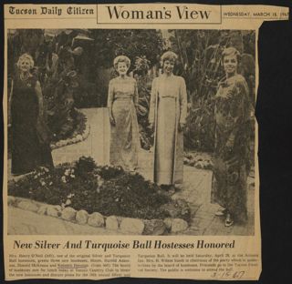 New Silver and Turquoise Ball Hostesses Honored Newspaper Clipping, March 15, 1967